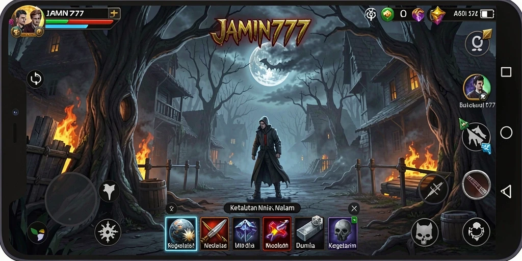 Screenshot gameplay JAMIN777 yang penuh ketegangan dan kegelapan.