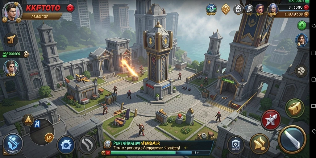 Tampilan gameplay KPKTOTO dengan serangan menara pertahanan yang strategis.