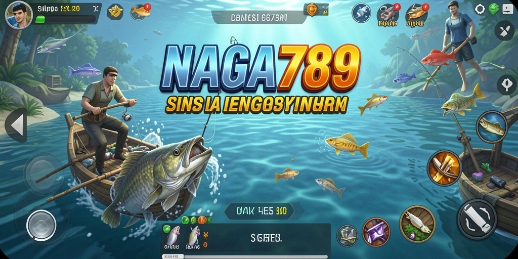 Screenshot gameplay NAGA789 menunjukkan aktivitas memancing yang seru dan menegangkan.