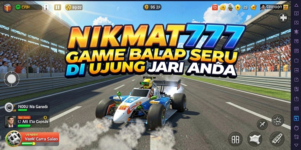 Gameplay balap seru di NIKMAT777 dengan mobil cepat di trek menantang.