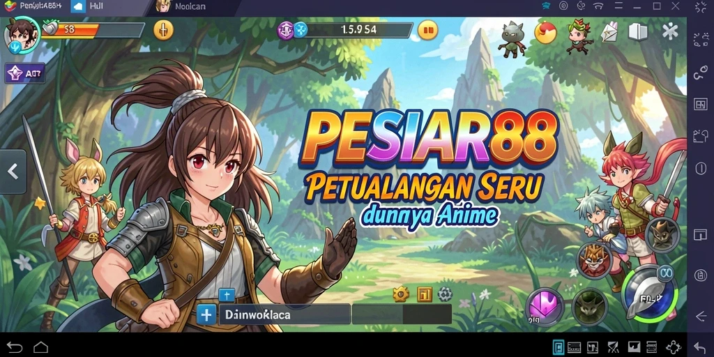 Screenshot utama PESIAR88 menampilkan pertarungan seru dalam dunia anime.