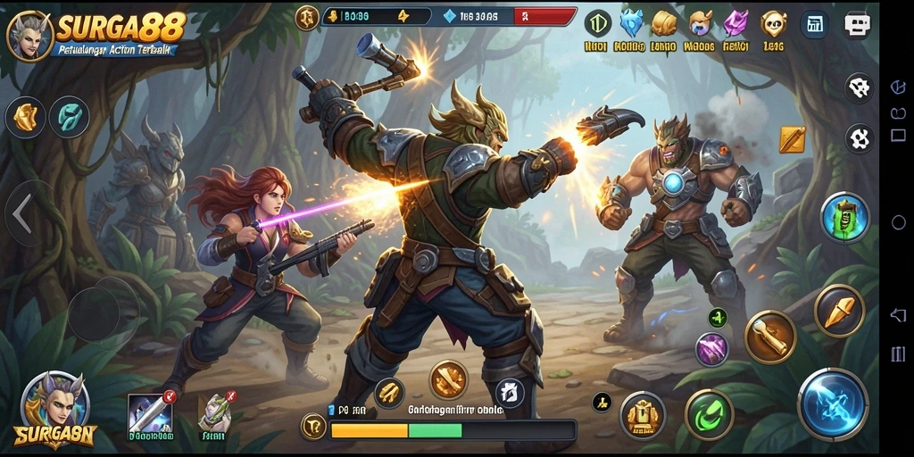 Screenshot SURGA88 menampilkan aksi seru dalam pertempuran.