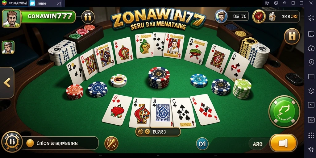 Screenshot gameplay ZONAWIN777 yang menampilkan keseruan bermain Gaple.